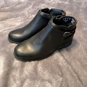 Black booties with buckle
